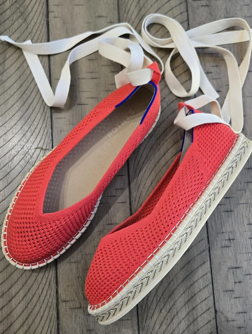 *Brand New* Rothy's Red Knit Espadrille Ballet Flats with Ankle Tie
